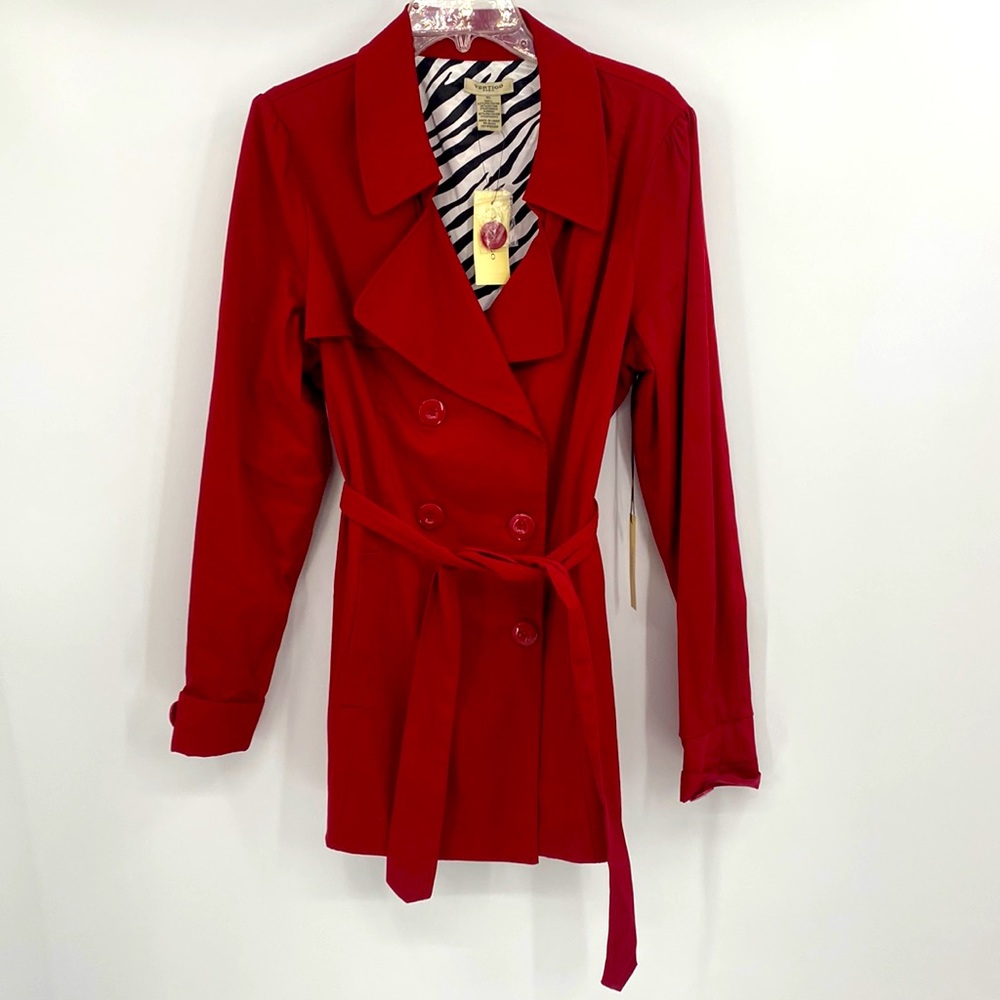 NWT Vertigo Paris Red Trench Coat Size XL